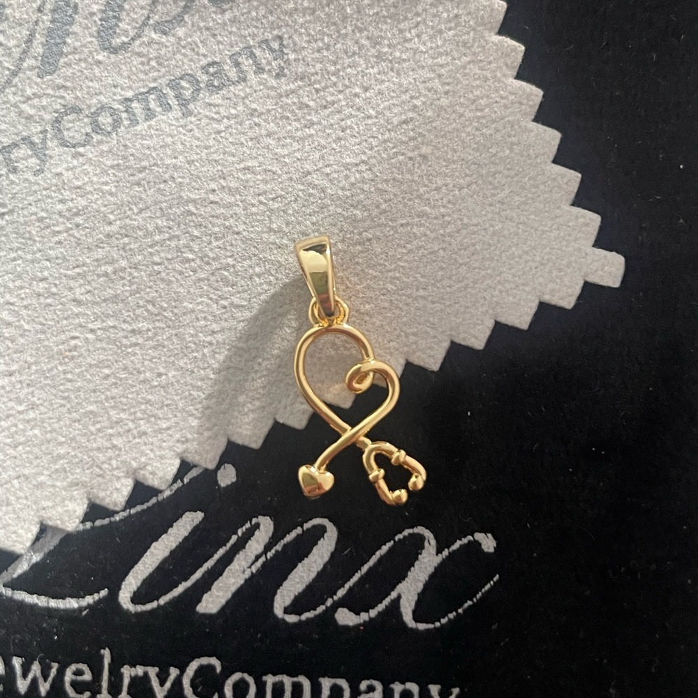 Yellow Gold Stethoscope Dangle Charm for bracelet or necklace